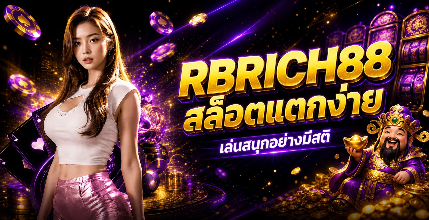 RBRICH88 สล็อต โทนม่วงดำทอง พร้อมแนวทางเล่นอย่างมีสติ